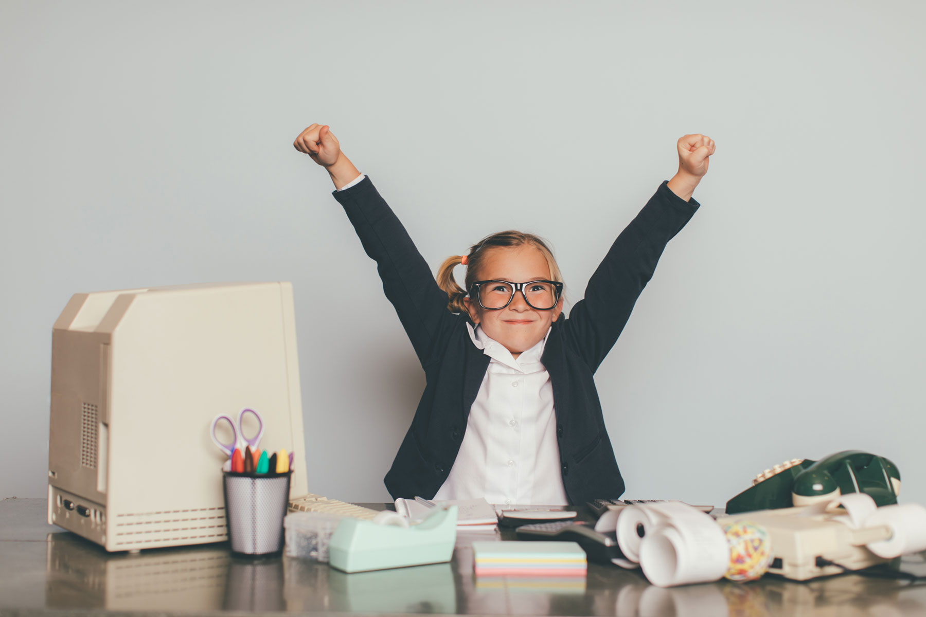 young girl in the office